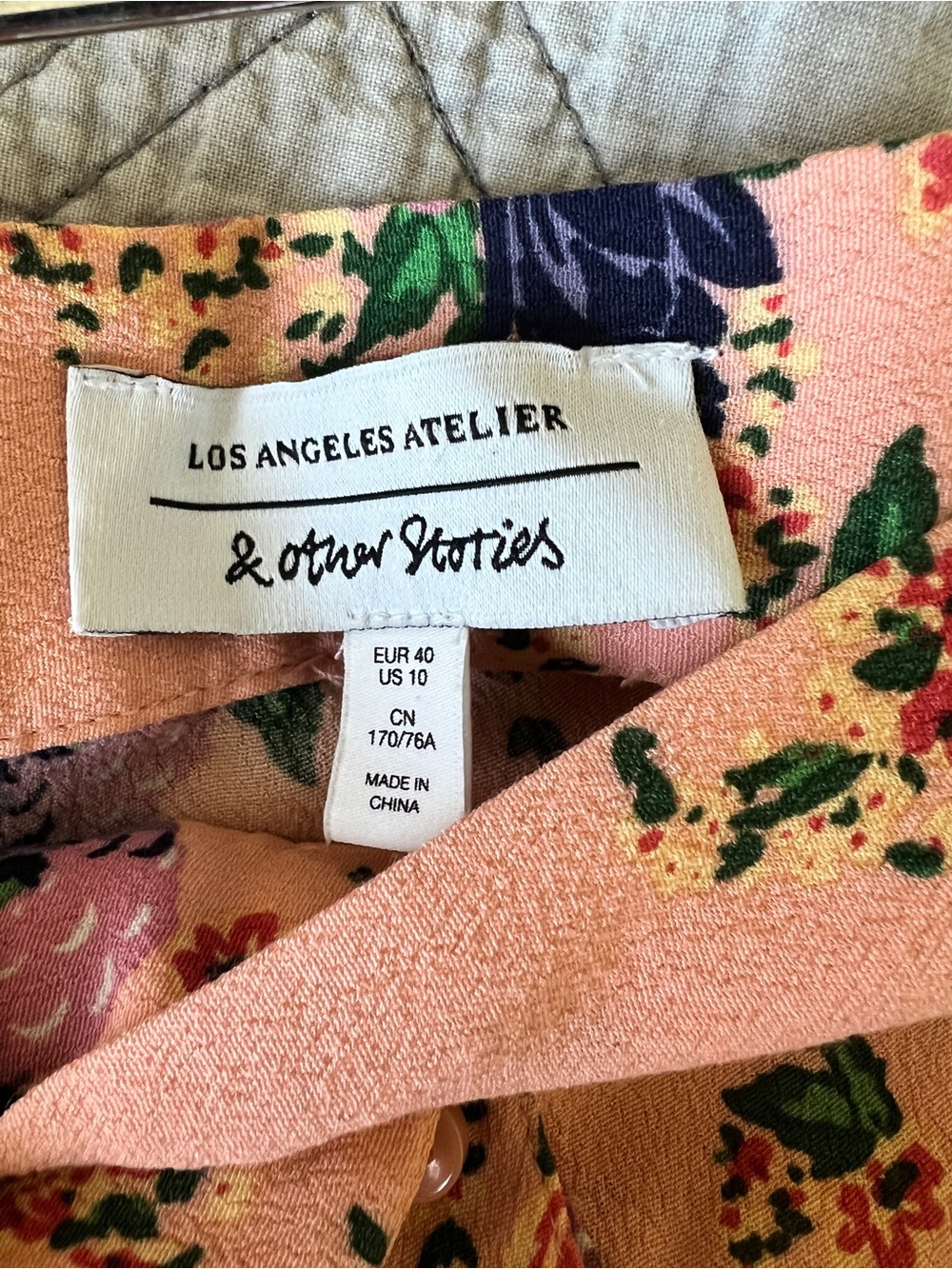 & Other Stories Peach Floral A-Line midi Skirt - Picture 6 of 9